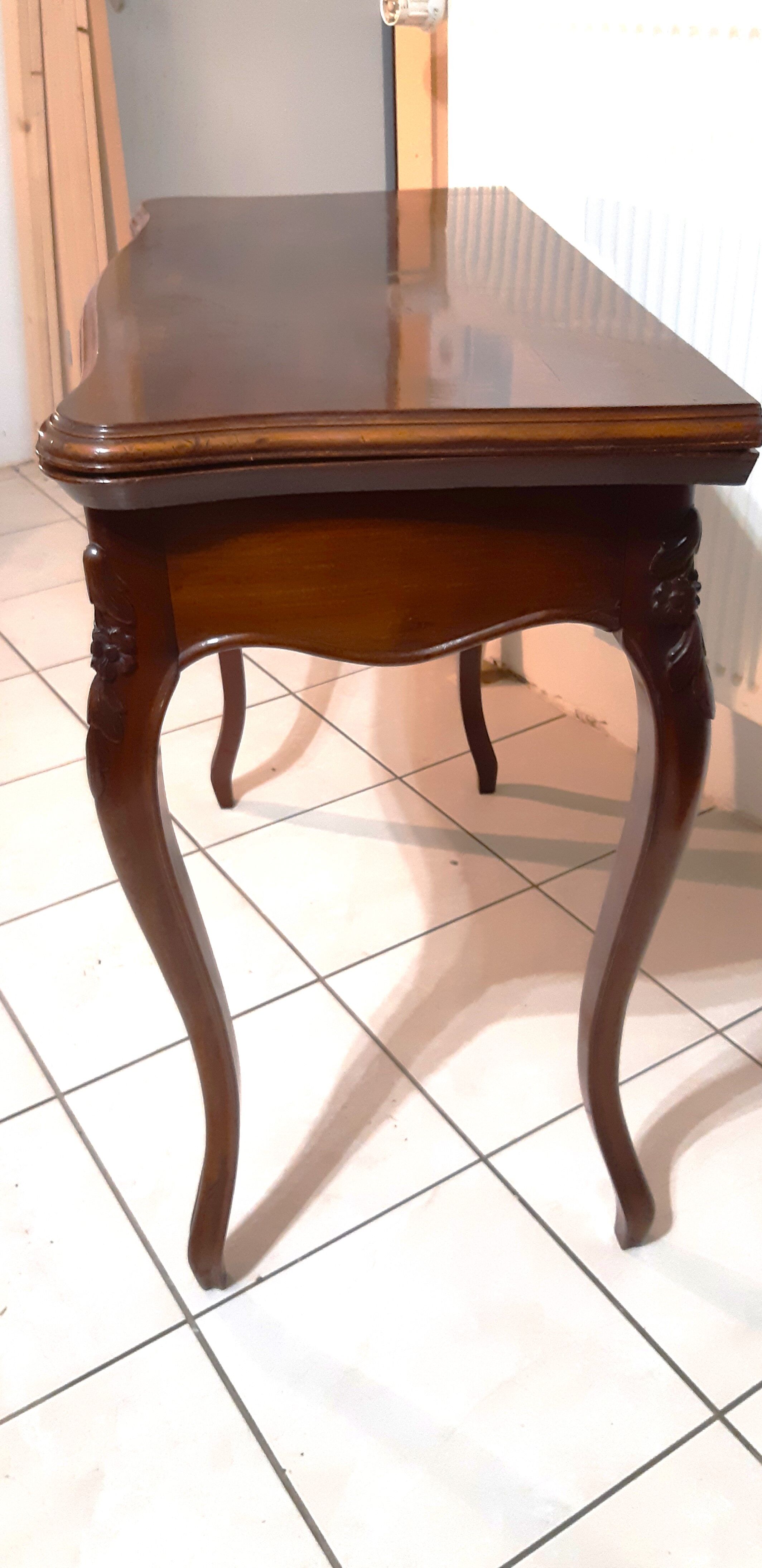 Console, table of games style Louis XV late nineteenth in mahogany