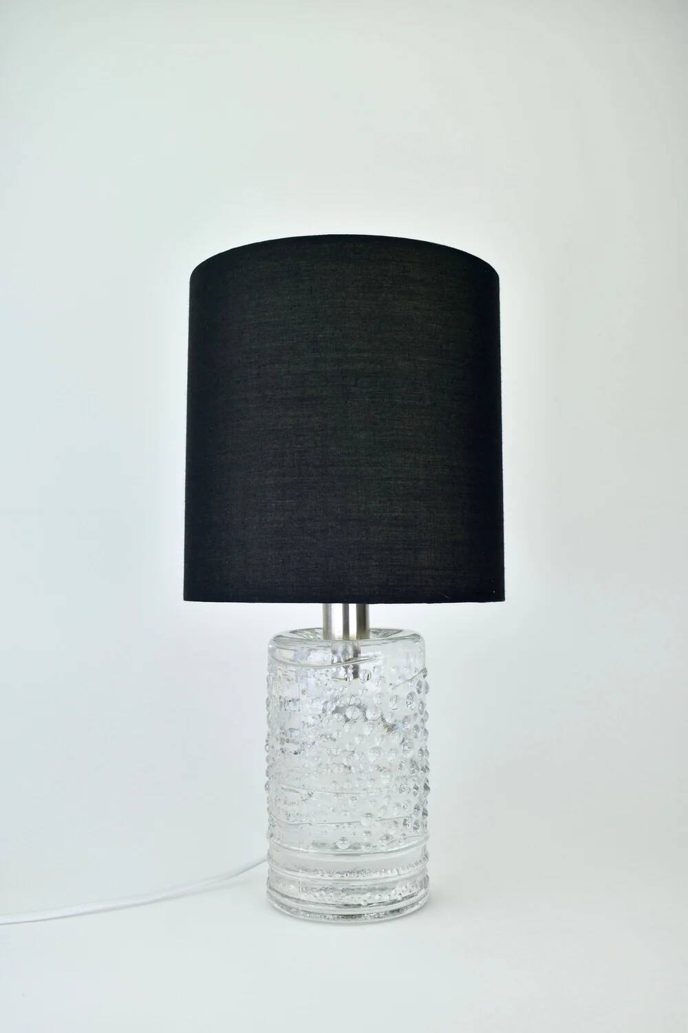 Mid-century solid crystal structured table lamp by Willem Heesen for Royal Leerdam