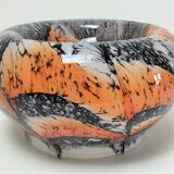 Vide poche Carlo Moretti verre opalin orange et noir design