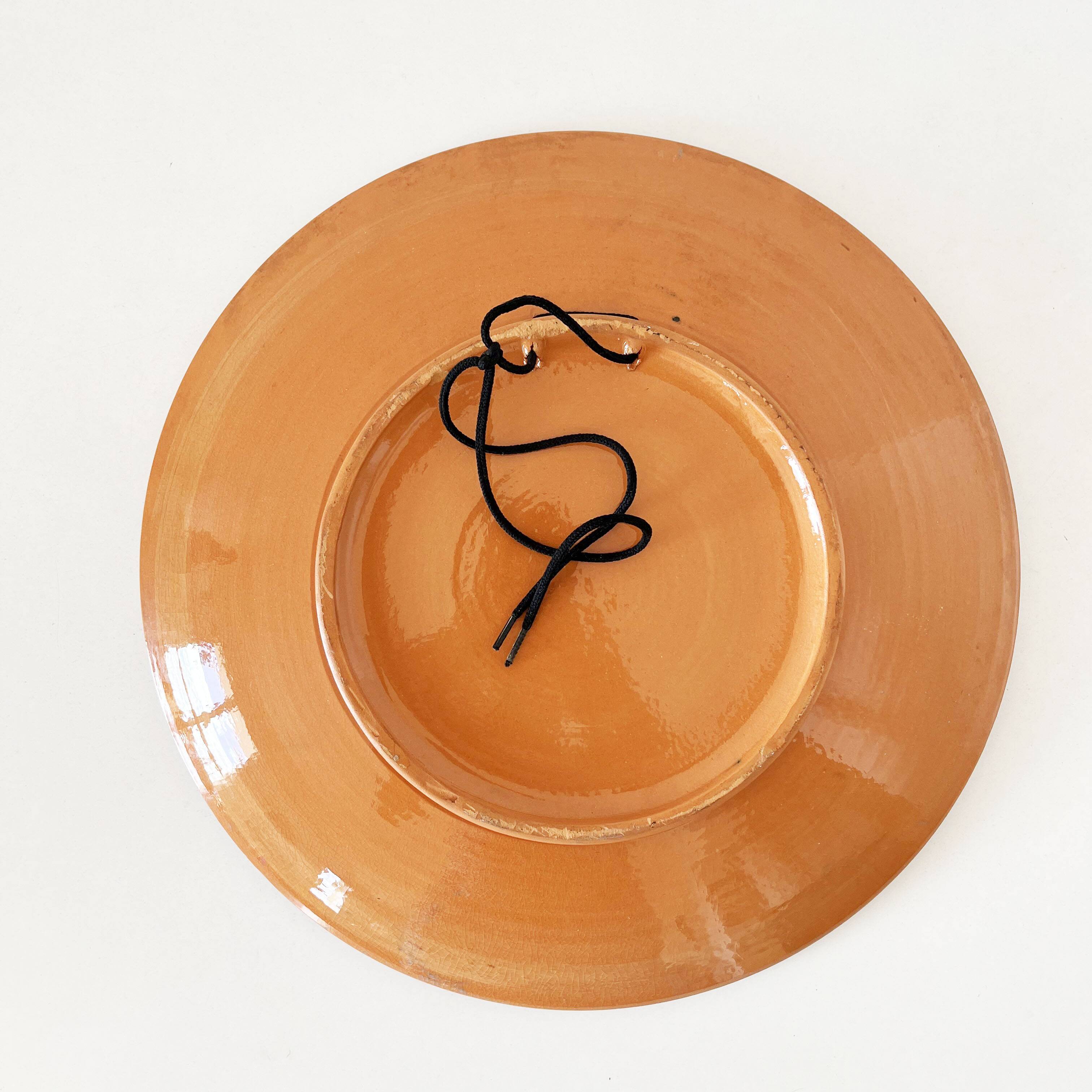 Large hand painted ceramic dish