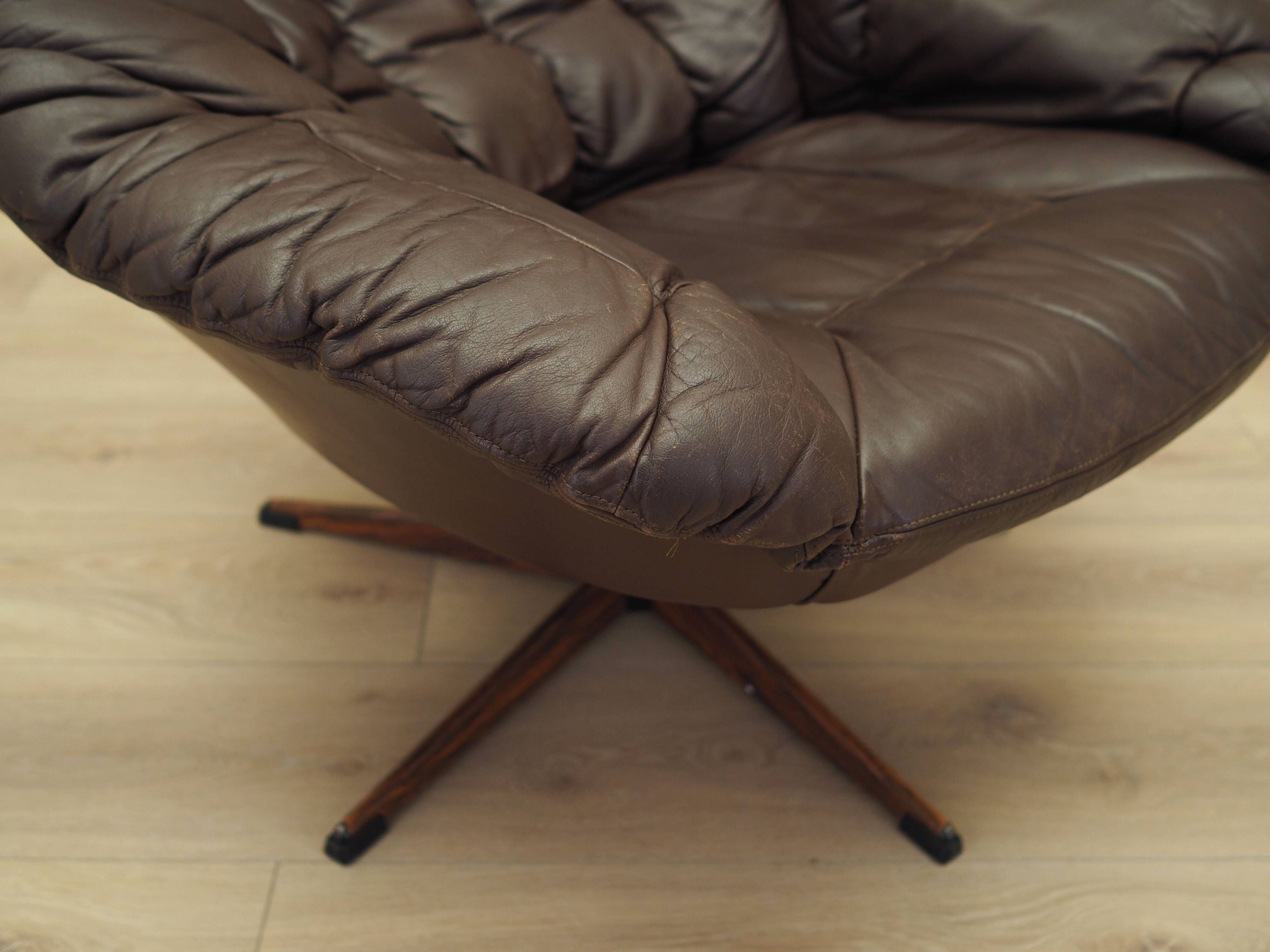 Leather swivel chair, Danish design, 1960s, designer: H.W. Klein, manufactu