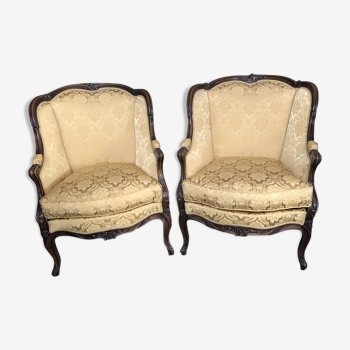 Pair of Louis XV armchairs in walnut