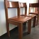 Set of 4 elm chairs and leather, 80s