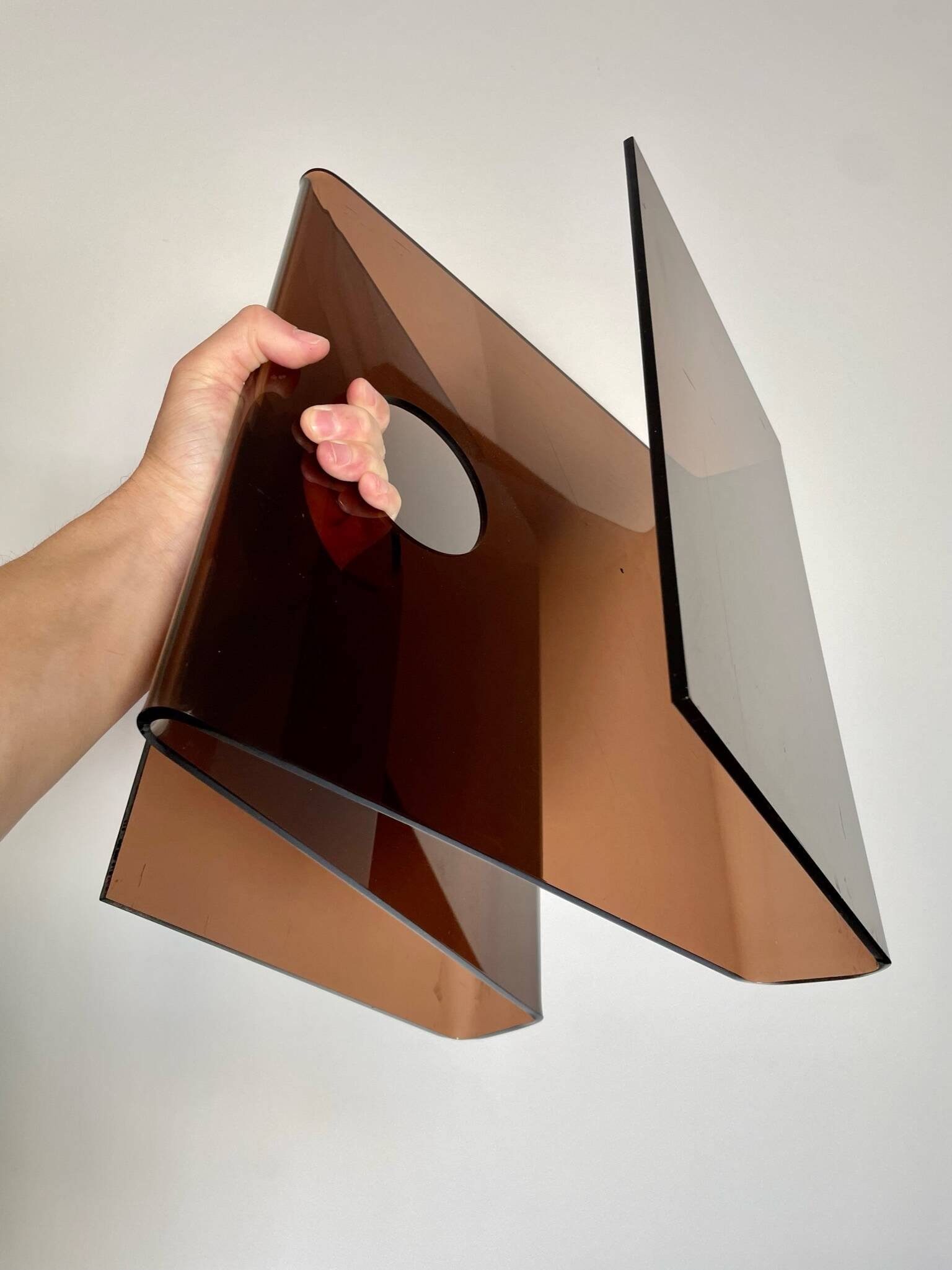 Smoked plexiglass magazine/vinyl rack