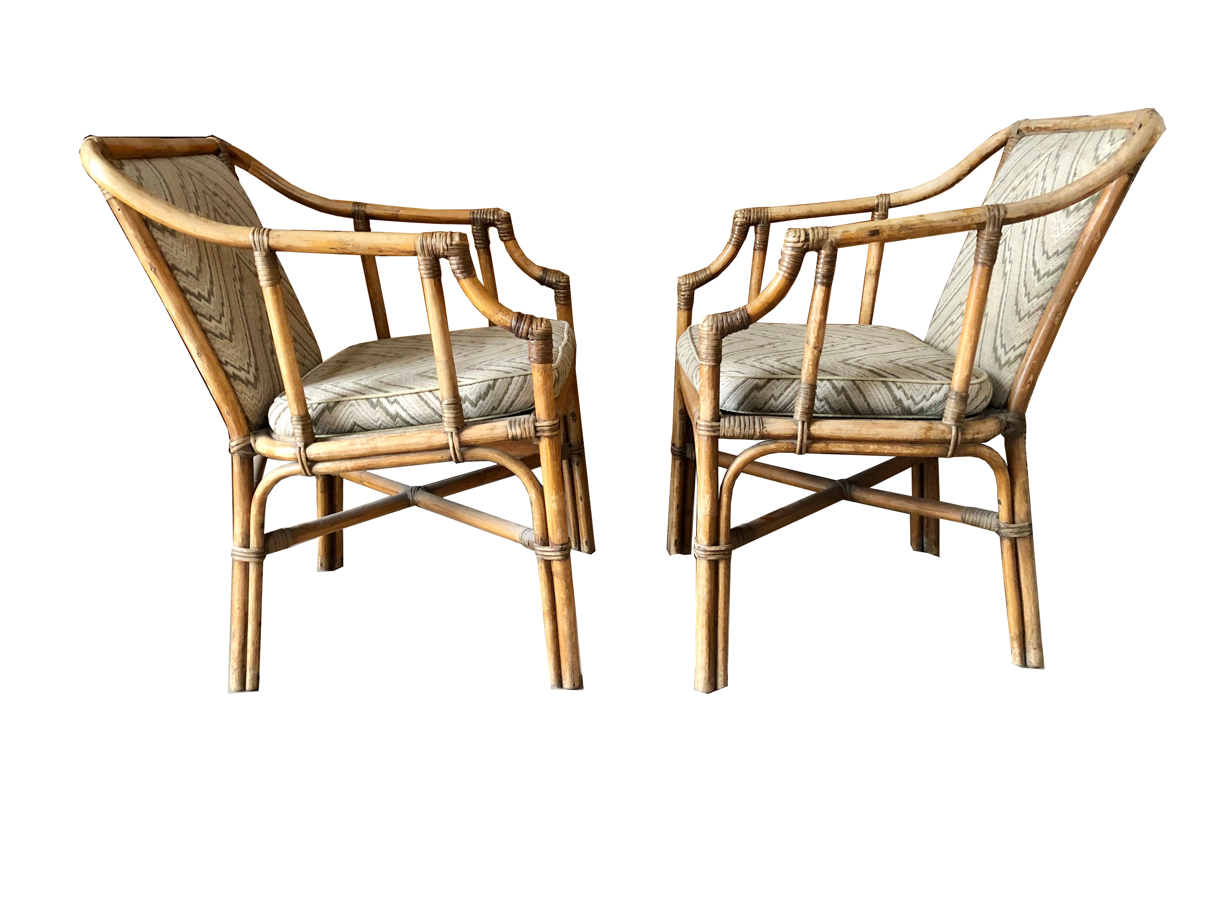 Pair of french bamboo armchairs 1970s
