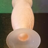 Vase in cracked glass paste, pink color. conical shape on pedestal.