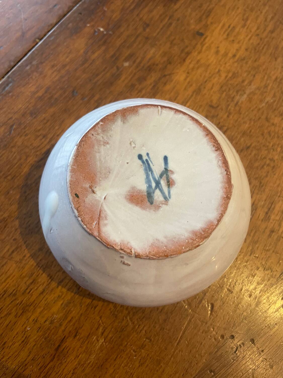 Vintage white glazed ceramic flower holder – handcrafted piece