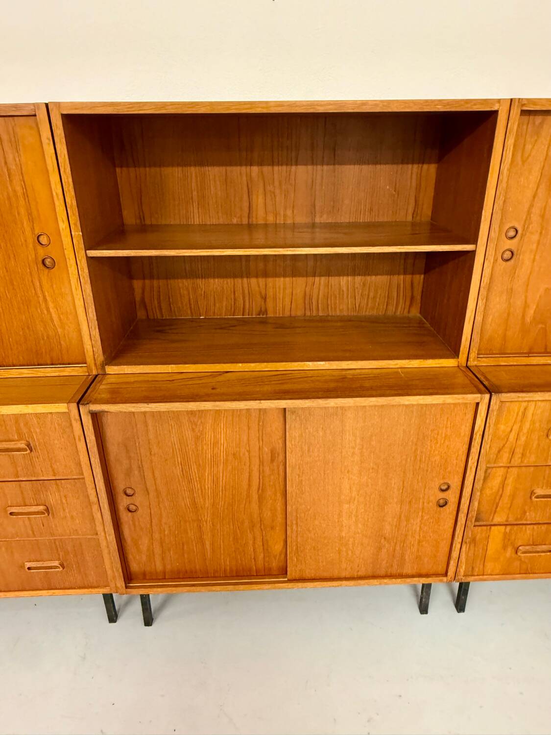 Antique 1950s vintage designer oak modular sideboard