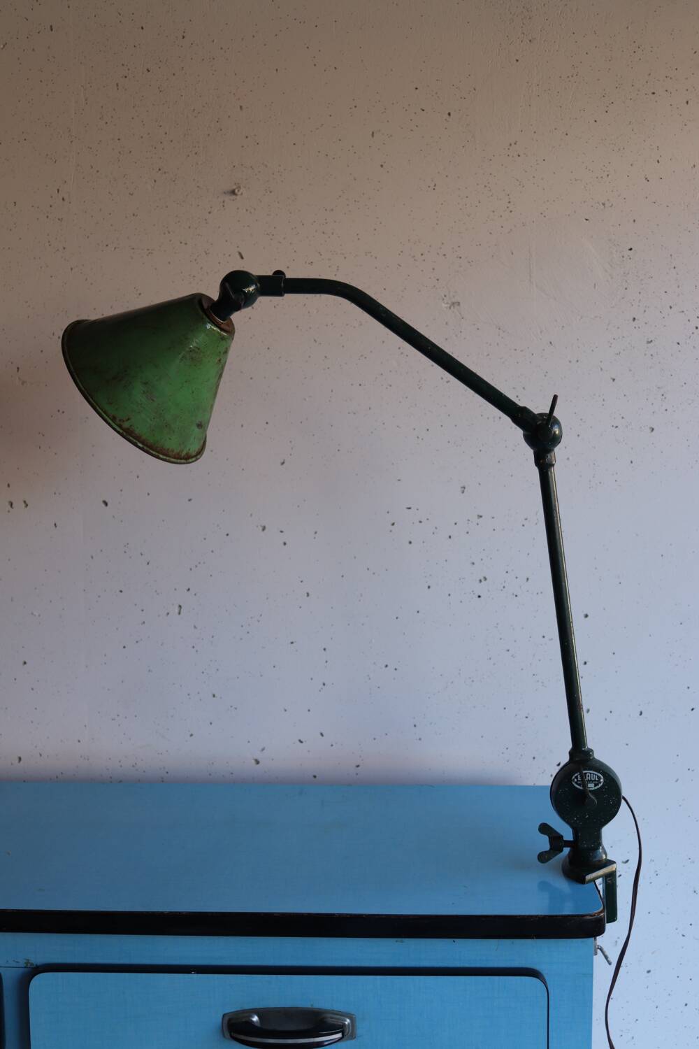 ELAUL articulated workshop lamp with clamp – 1930s/50s
