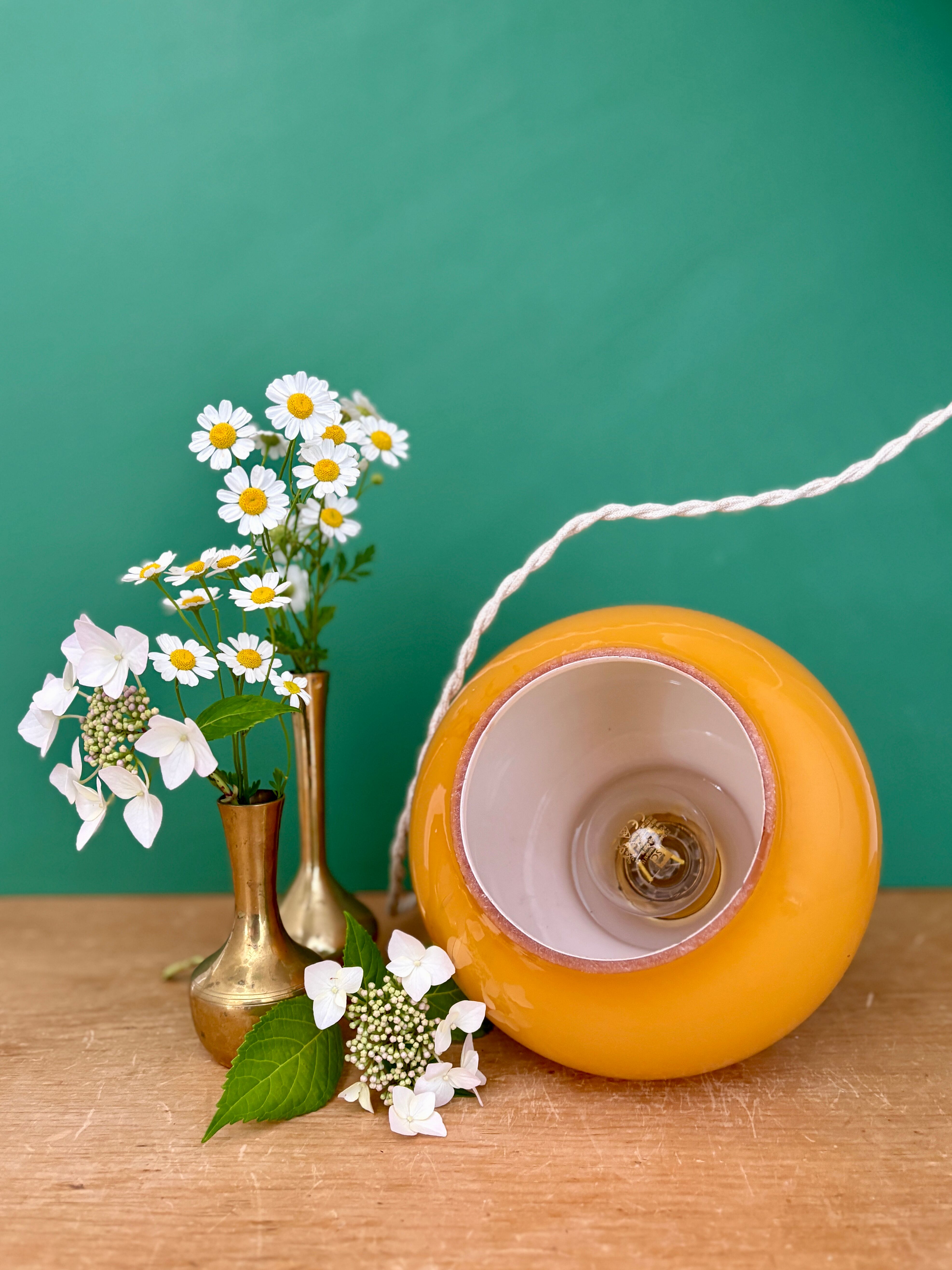 Vintage orange opaline suspension globe