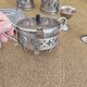 Vintage glass and silver metal breakfast set