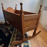 Vintage solid oak rocking cradle