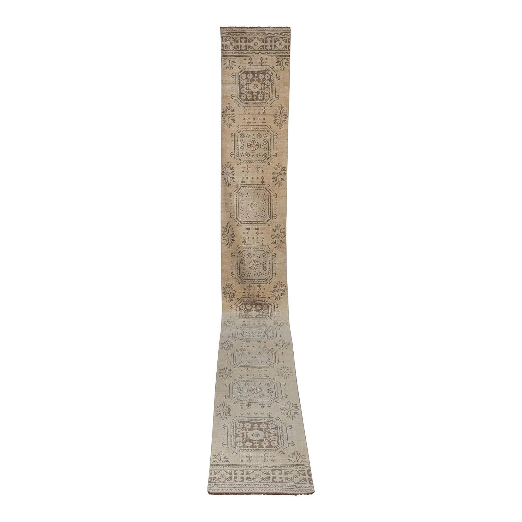 Vintage Turkish hallway rug 75x597 cm