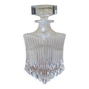 Ancienne carafé carré en cristal ciselé avec bouchon 1 litre