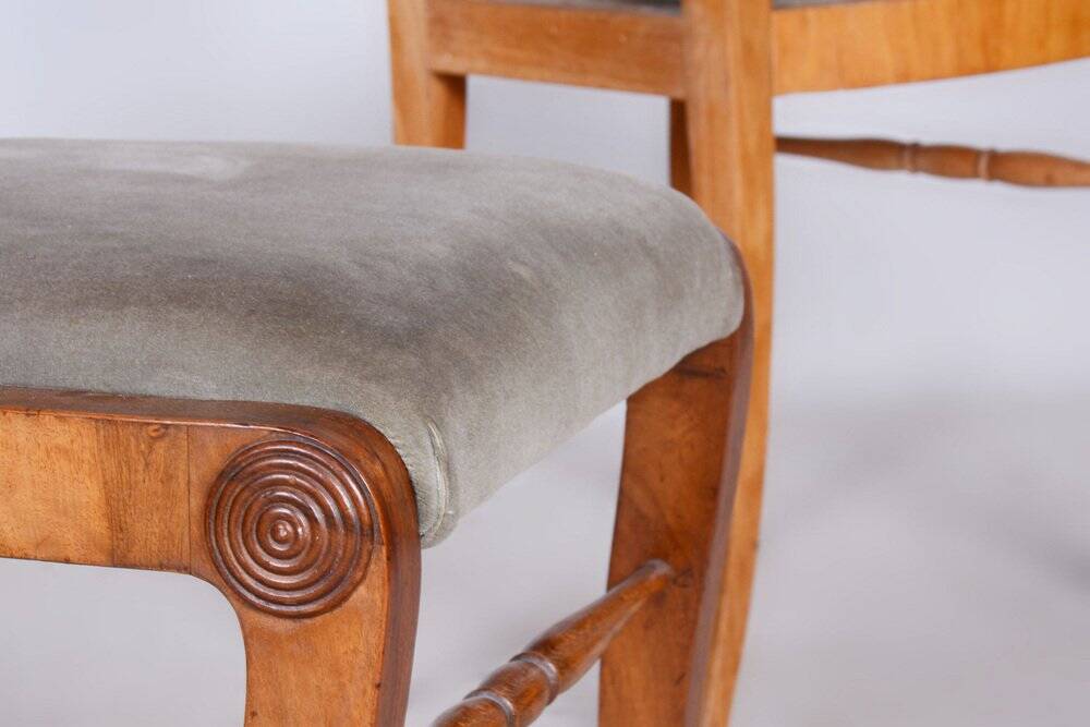 Biedermeier Oak & Walnut Chairs, Vienna, Austria, 1820s, Set of 4