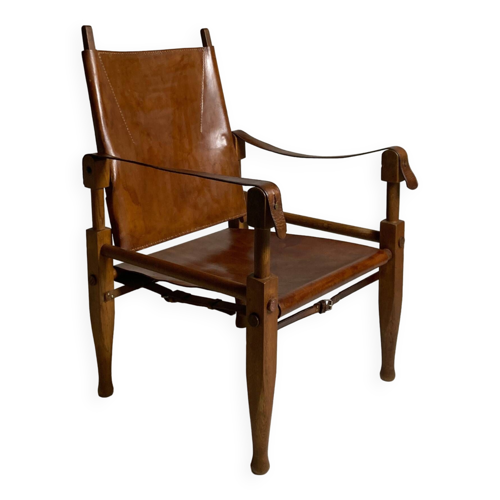 Leather safari armchair by Wilhelm Kienzle for Wohnbedarf, 1950s