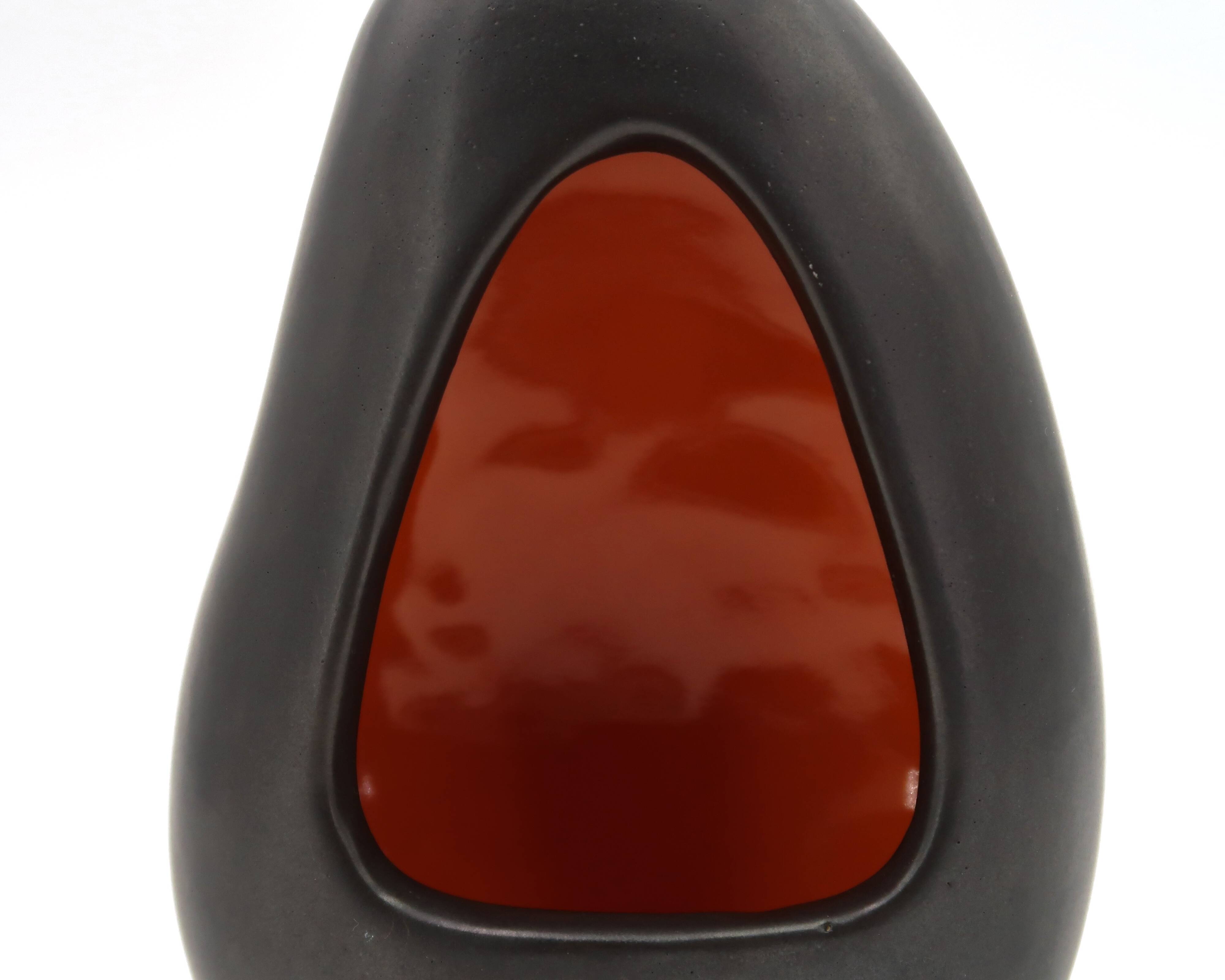 Free-form black signed candle holder, 1960s