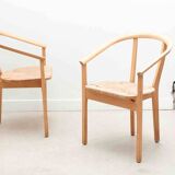 Set of 4 Scandinavian straw chairs