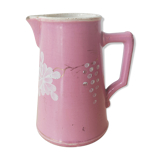 Vase pichet rose Sarreguemines peint à la main vers 1900