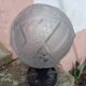 Art Deco ball lamp, pressed moulded glass, signed Muller.