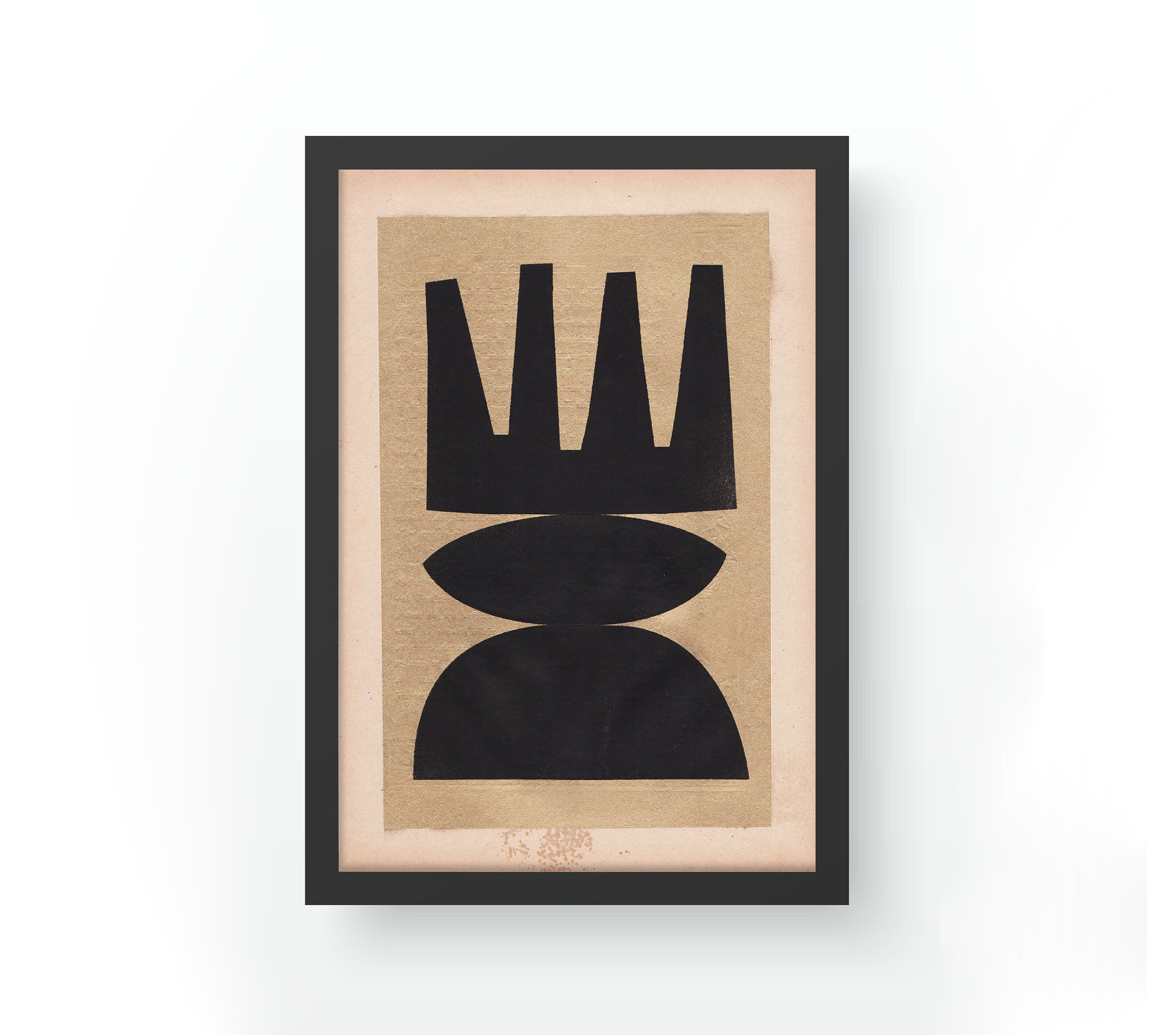 Abstract collage of original ethnic inspiration dated and signed without frame