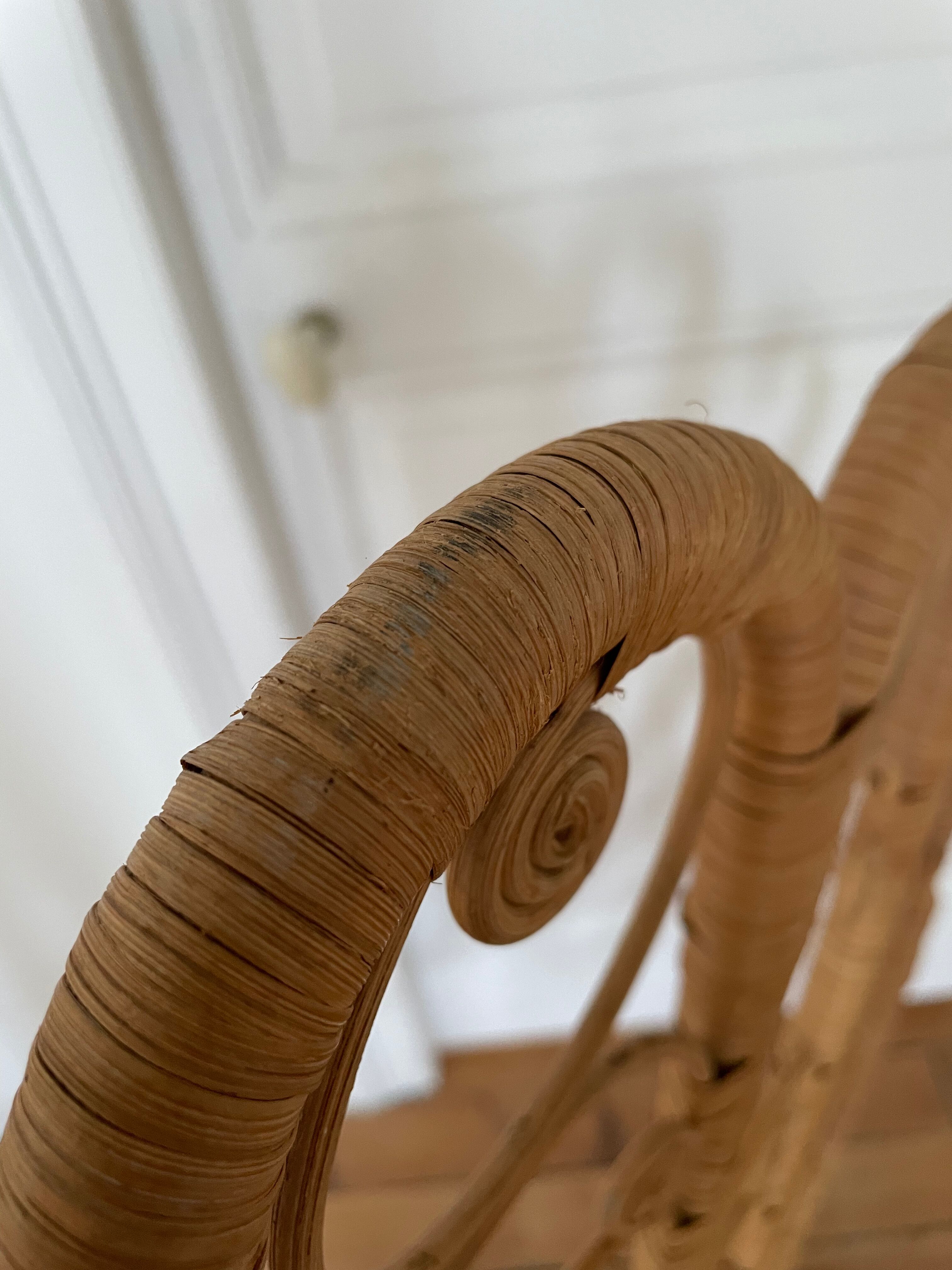 Peacock rattan headboard, circa 1960