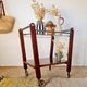 Vintage wooden and metal side table | Retro rolling cart