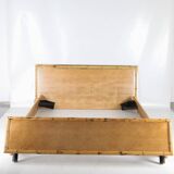 Lit vintage en laiton et bambou
