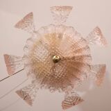 Lustre Art Déco rose Barovier e Toso, verre de Murano, années 1950
