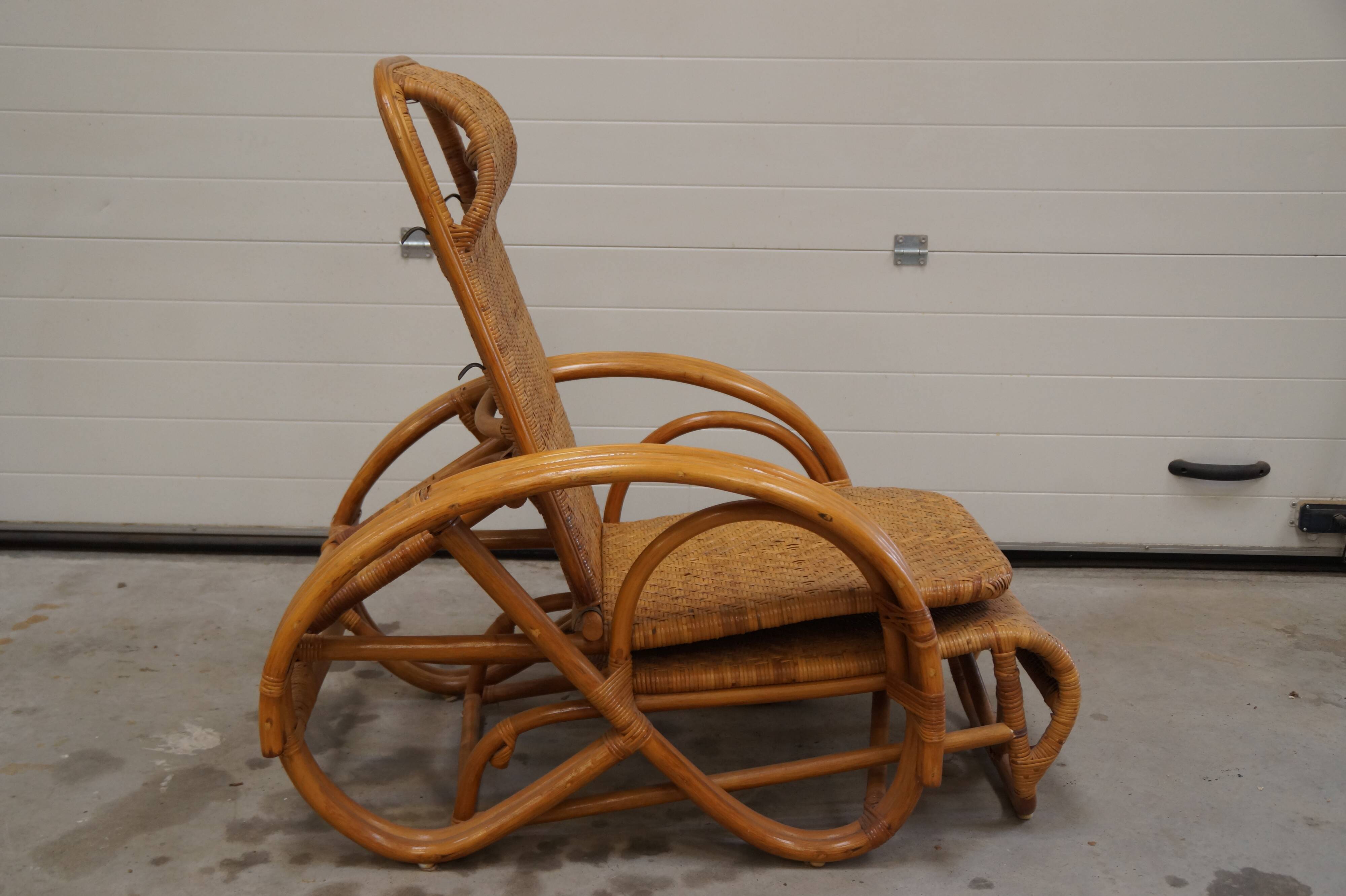 Chaise longue en rotin