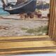 Oil on Panel - Marine Boats on Beach signed (to be identified)