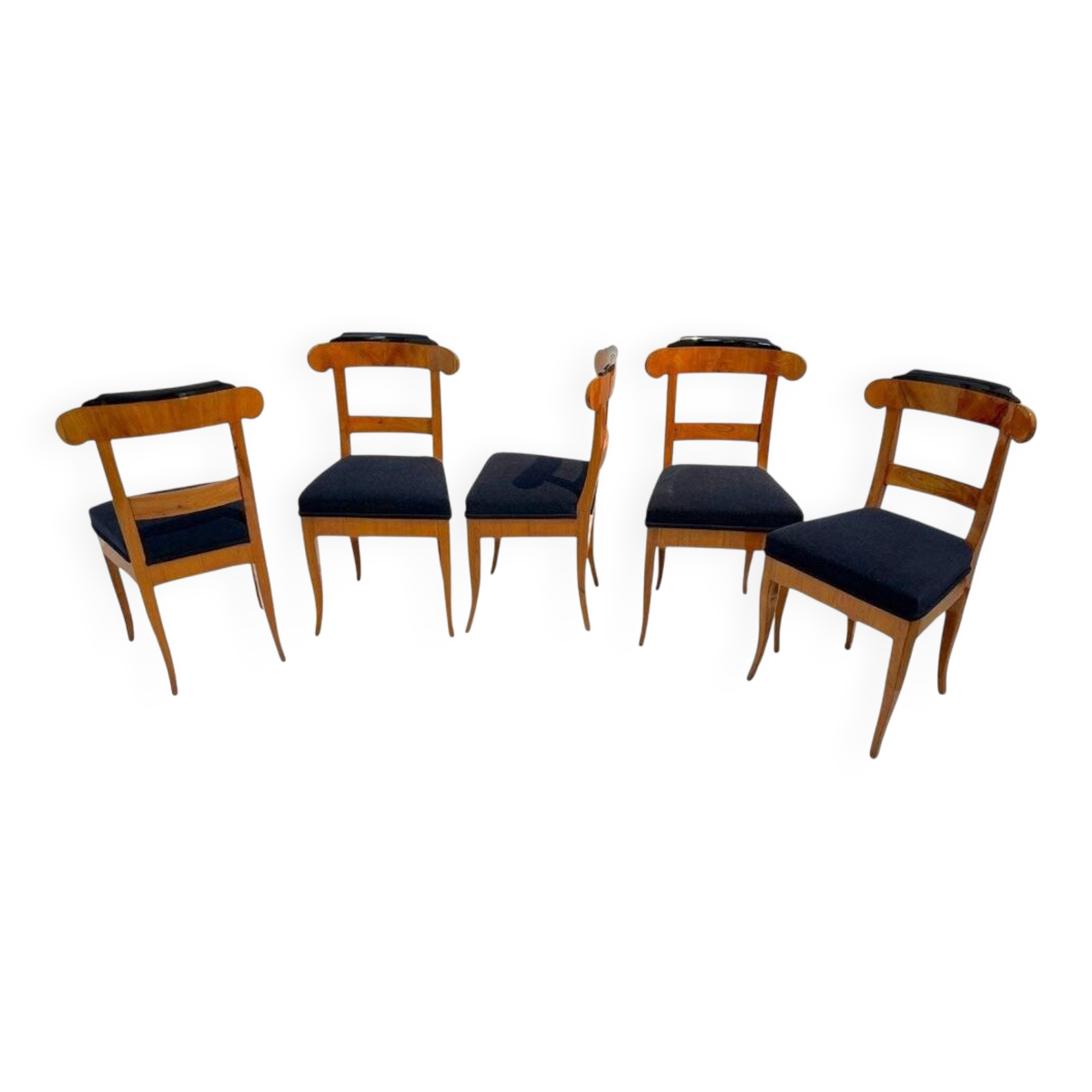 Biedermeier Chairs in Cherry Wood, Germany, 1830s, Set of 5