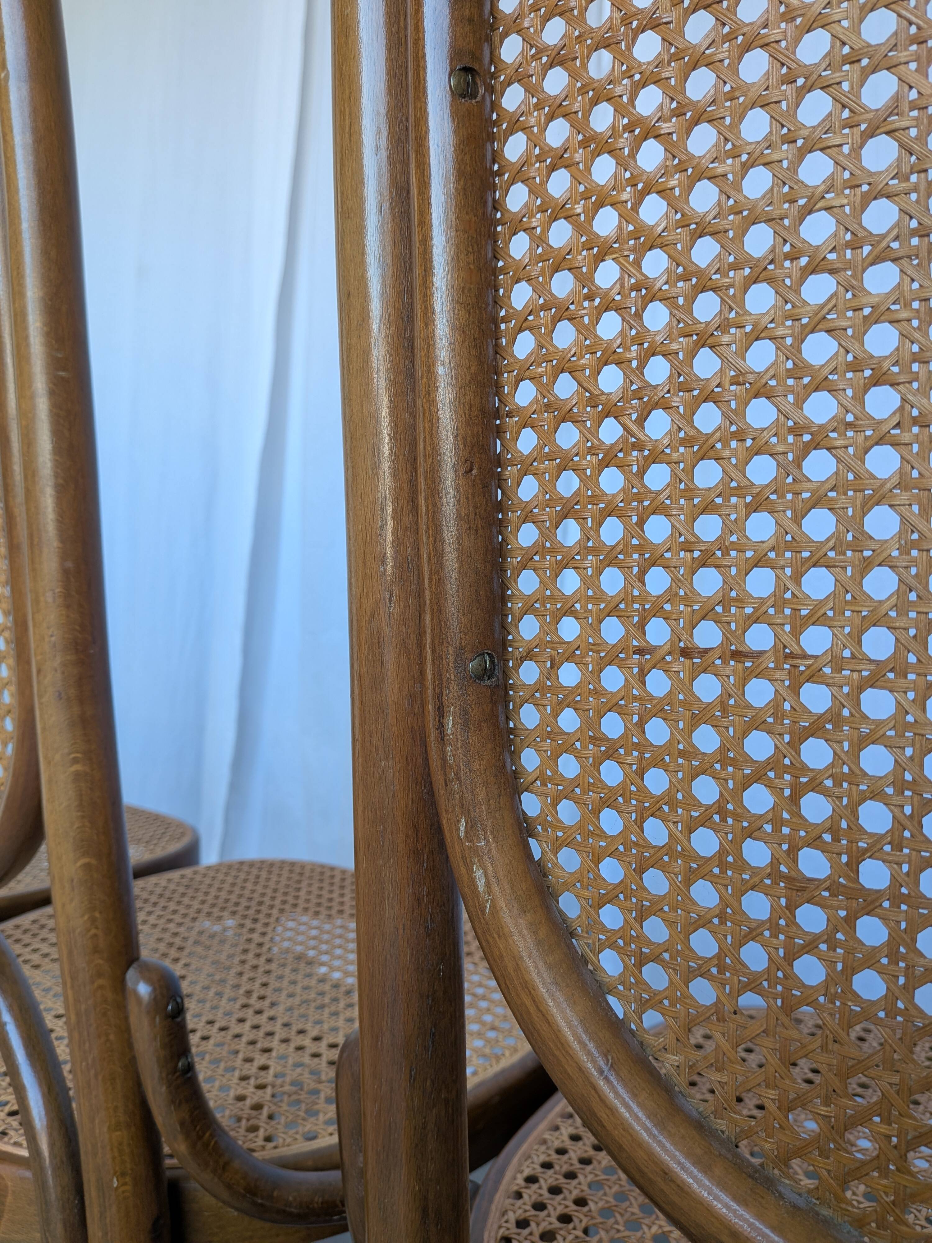 Set of 6 Mid-century Bentwood Cane Dining Chair, Thonet Style, 1970s Yugosl