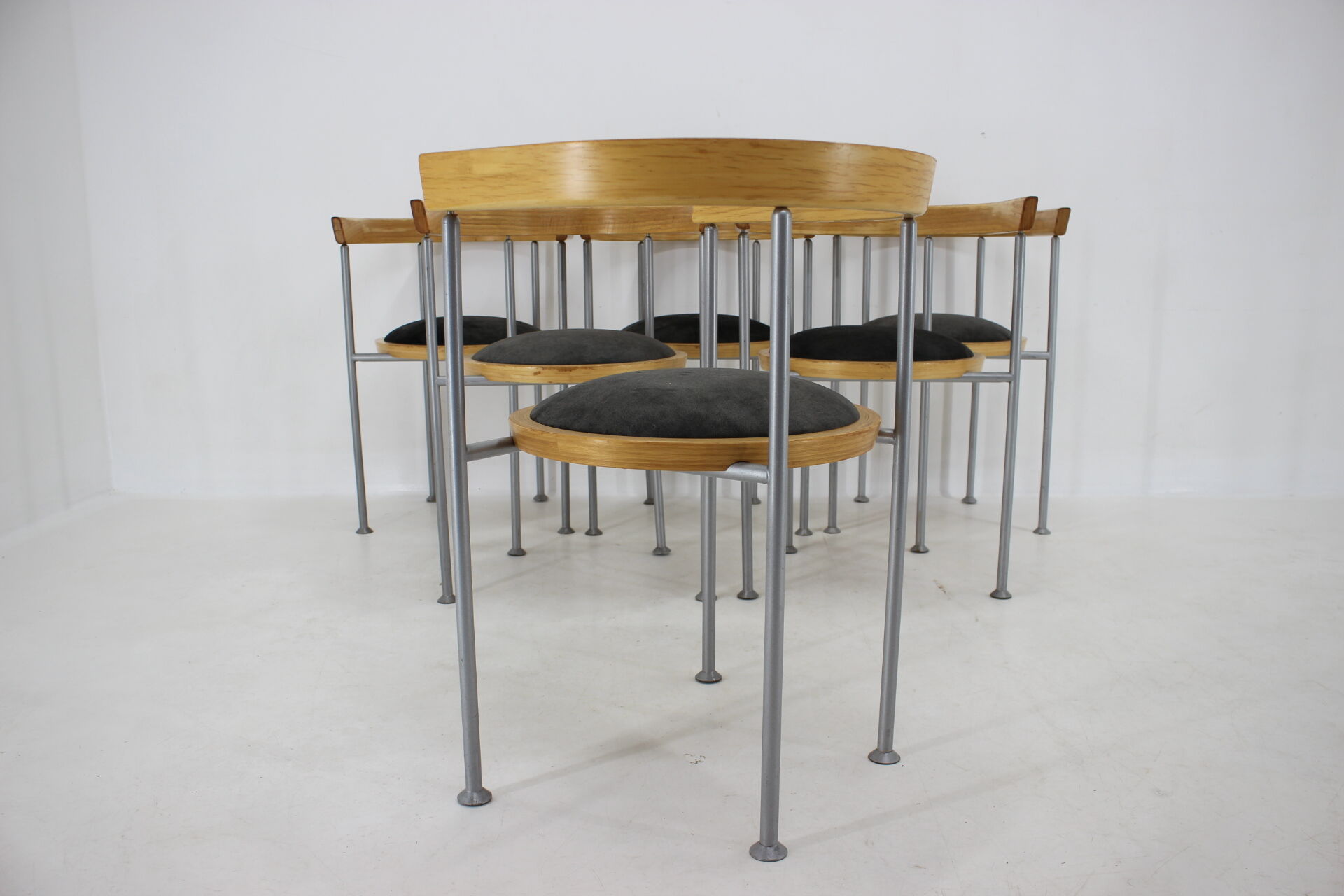 Set of 6 dining chairs by Börge Lindau for Bla Station Sweden 1990s