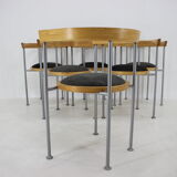 Set of 6 dining chairs by Börge Lindau for Bla Station Sweden 1990s