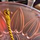 Vintage suspension Marguerite glass pink fabric cords Art Deco