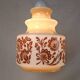 Venini Vintage Murano Glass Pendant Light, White and Brown Floral Design, 1950s