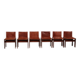 Tobia & Afra Scarpa 'Monk' chairs – walnut & cognac saddle leather