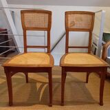 Pair of Art Nouveau caned chairs
