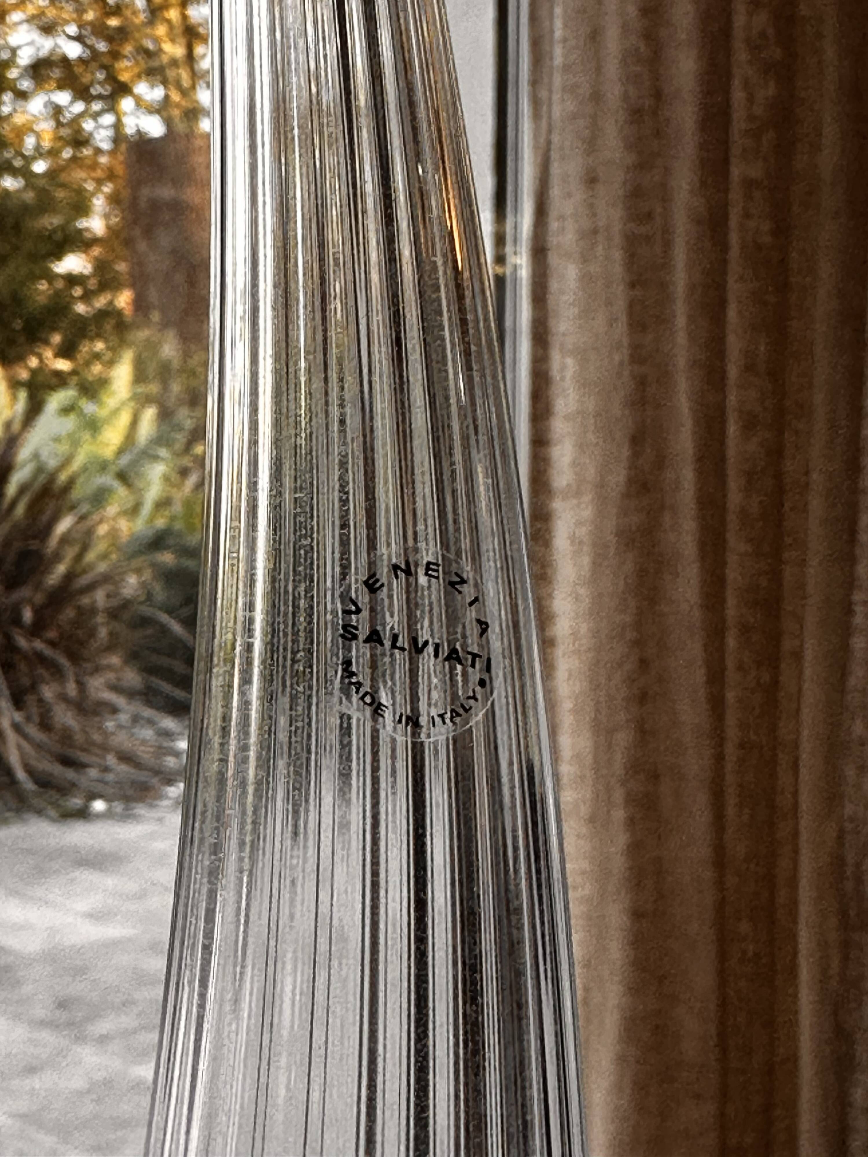 Salviati soliflore vase Aria Piccolo model in transparent ribbed glass