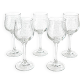 Lot 5 Footed glasses in transparent crystal with screen printing