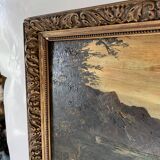 Oil and wood frame, ca 1900