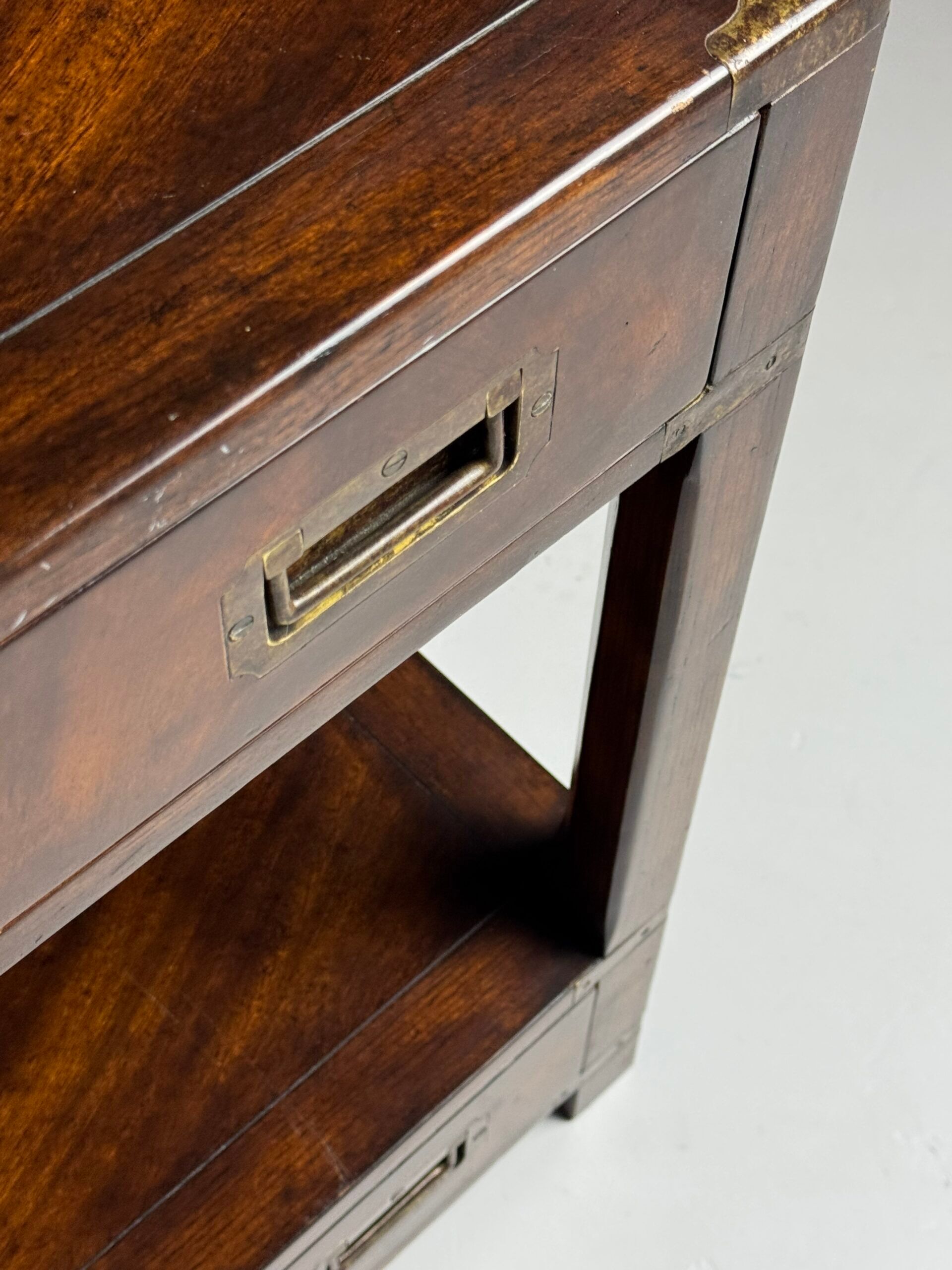 Campaign style mahogany coffee table