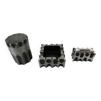 Casper Studioguss 1970s Aluminum Brutalist Smoking Set