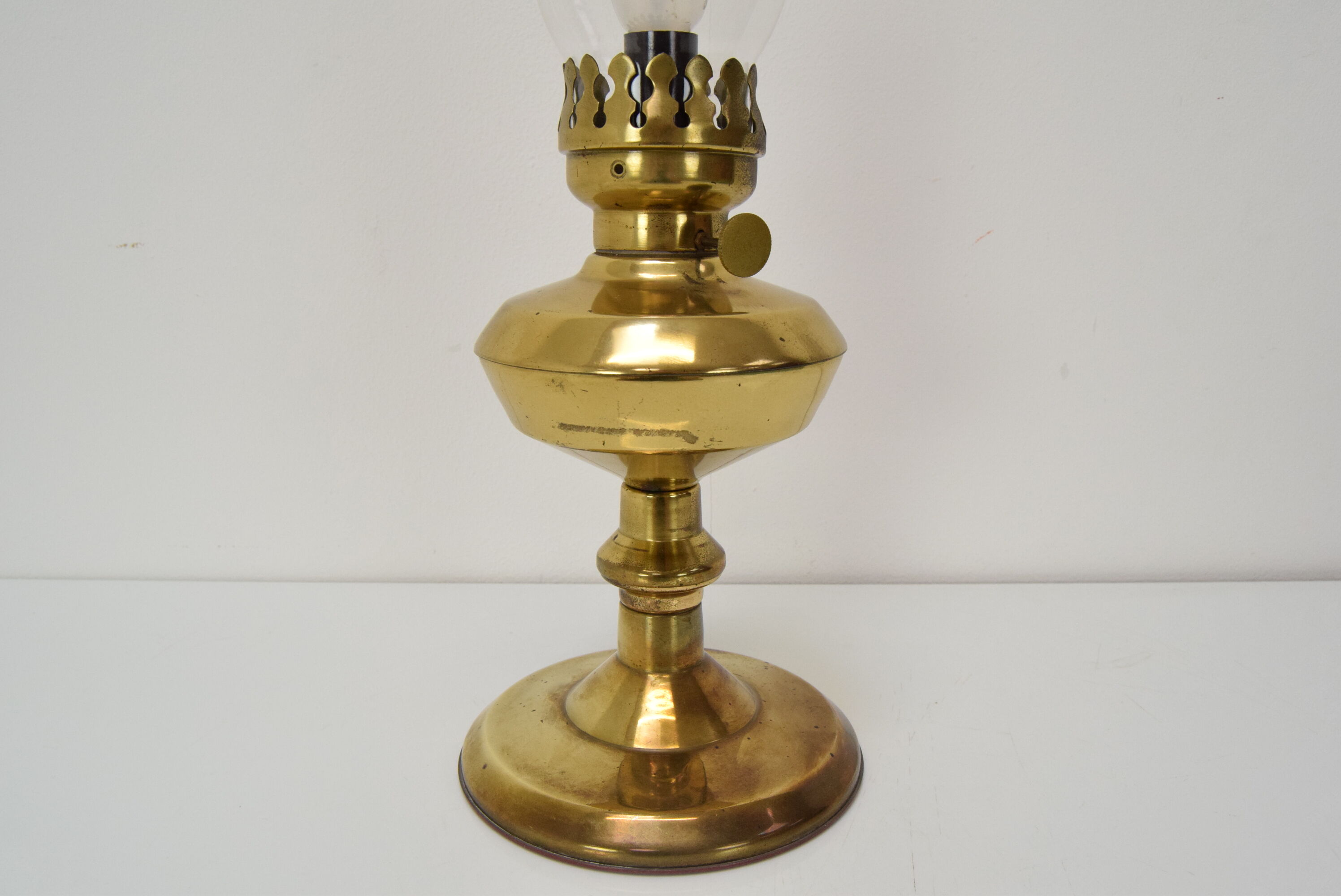 Vintage brass table lamp, czechoslovakia, 1950's.