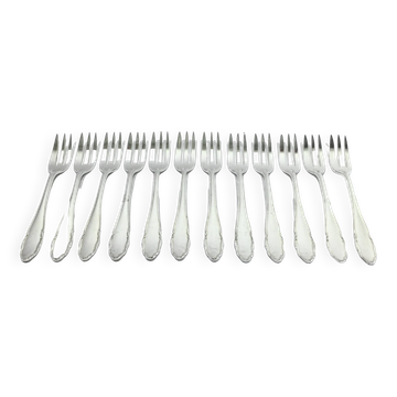 WMF – 12 fourchettes à gâteaux en métal argenté