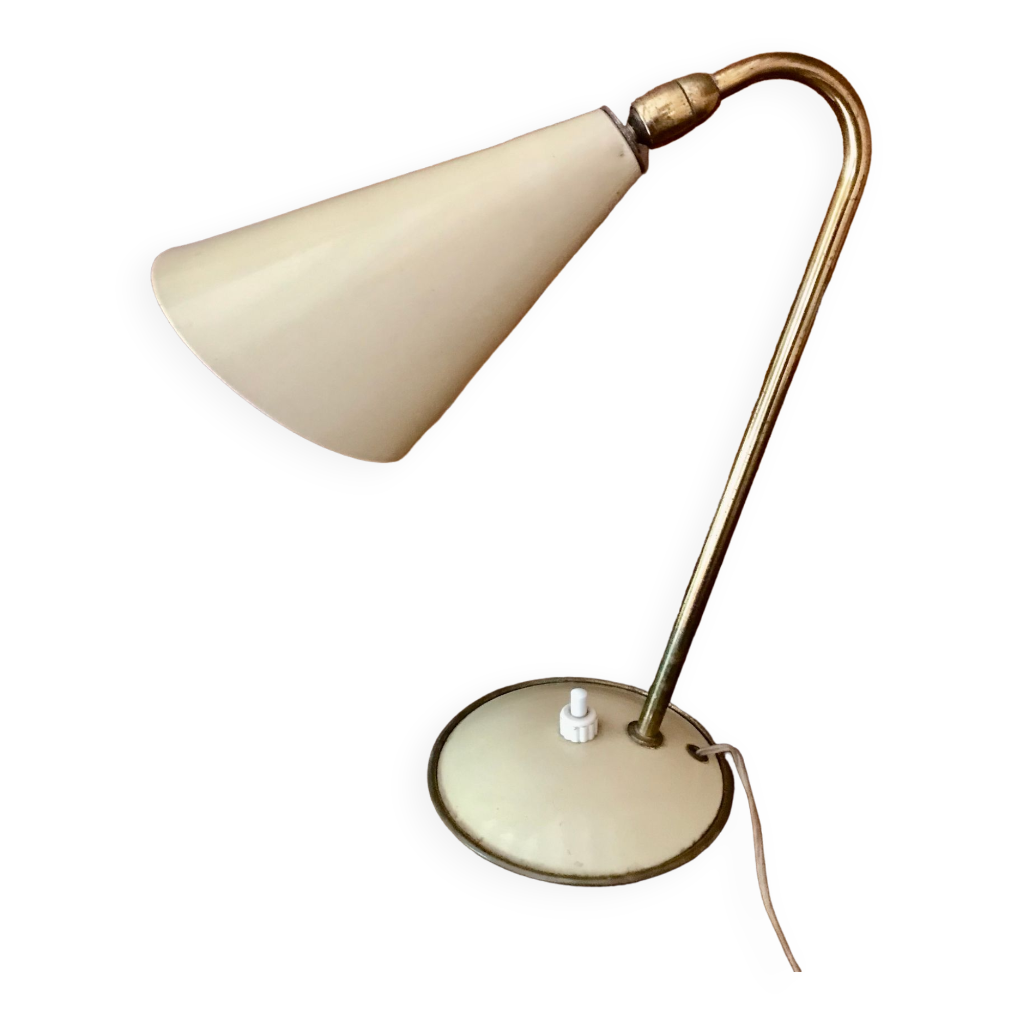 Small lamp in beige lacquered metal, 50s.