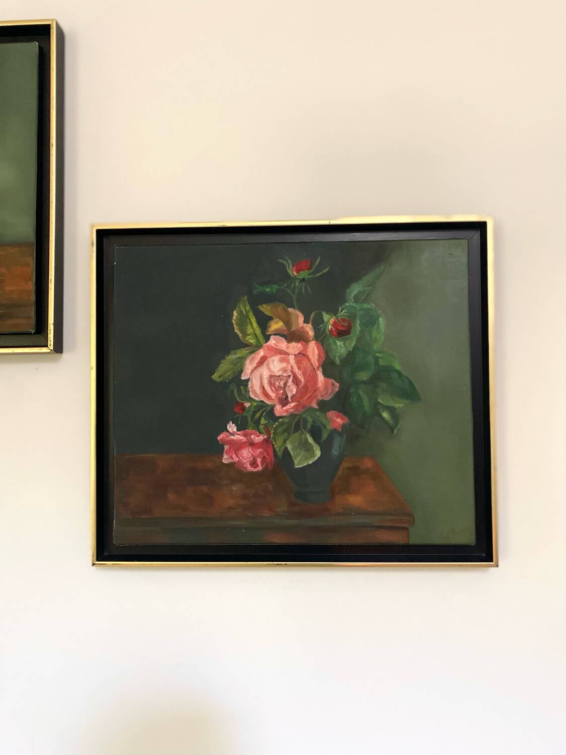 Framed antique oil painting