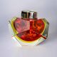 Italian Sommerso faceted lighter by Flavio Poli, red & yellow Murano glass, 1970s