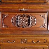 3-in-1 furniture: chest of drawers, secretary, and display cabinet, in walnut.